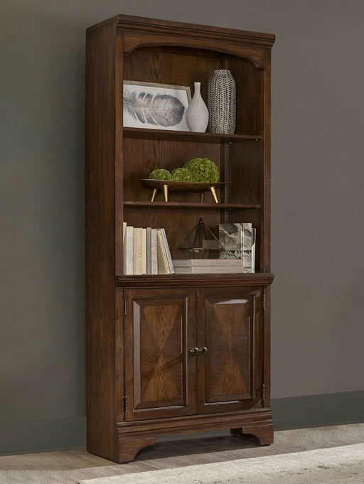 Hartshill 78-inch 3-shelf Cabinet Bookcase Burnished Oak - Walo Furniture 