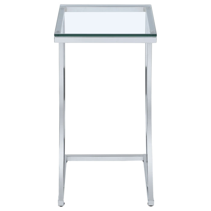 Cayden Rectangular Glass Top Sofa Side Table Chrome - Walo Furniture 