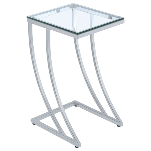 Cayden Rectangular Glass Top Sofa Side Table Chrome - Walo Furniture 