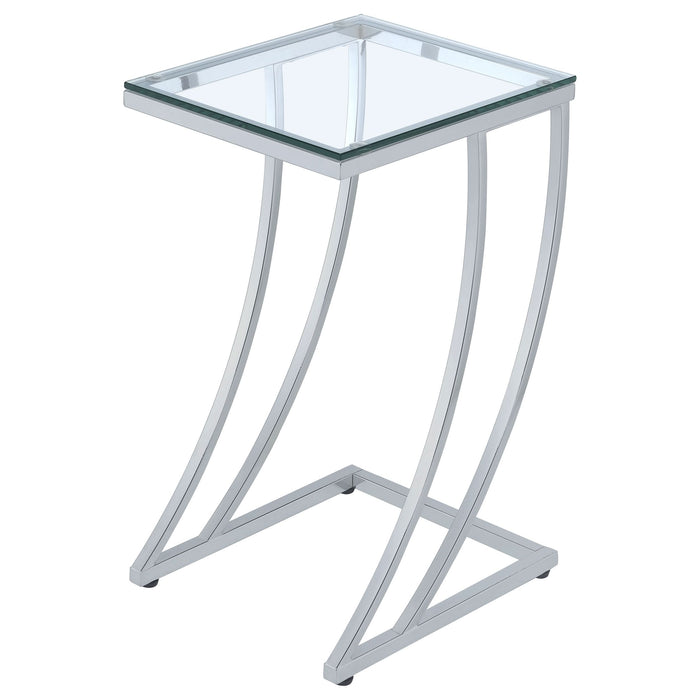 Cayden Rectangular Glass Top Sofa Side Table Chrome - Walo Furniture 