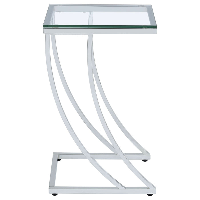 Cayden Rectangular Glass Top Sofa Side Table Chrome - Walo Furniture 