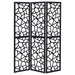 Nailan 3-Panel Room Divider Folding Screen Black Open Mosaic - Walo Furniture 