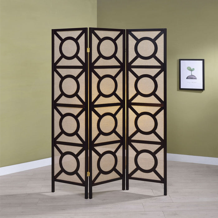 Vulcan 3 Panel Room Divider Folding Shoji Screen Cappuccino - Walo Furniture 