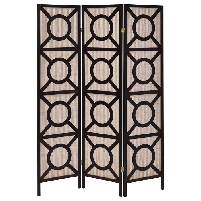 Vulcan 3 Panel Room Divider Folding Shoji Screen Cappuccino - Walo Furniture 