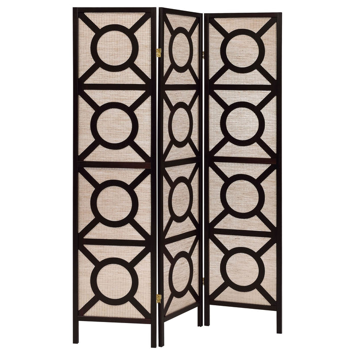 Vulcan 3 Panel Room Divider Folding Shoji Screen Cappuccino - Walo Furniture 