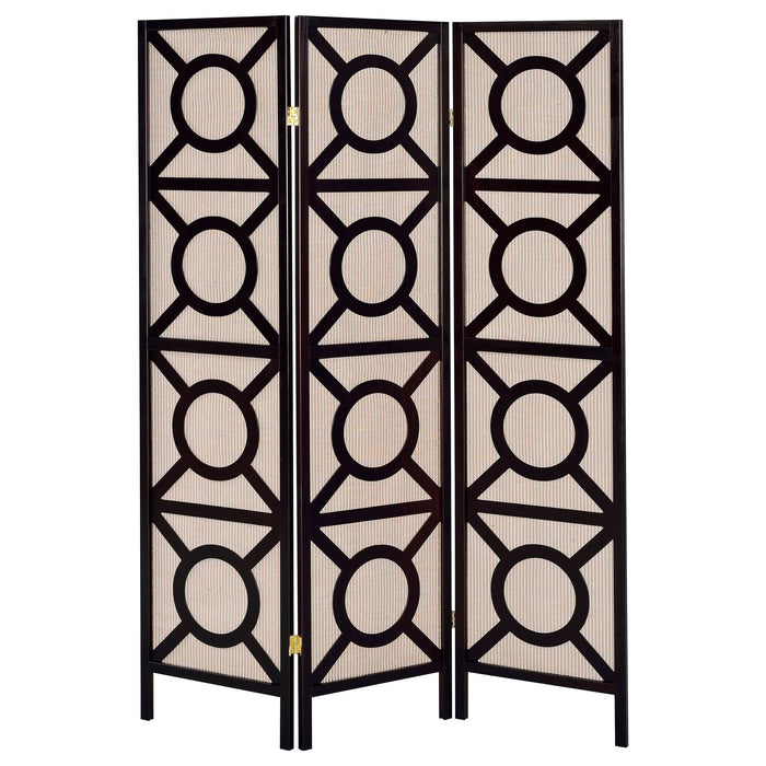 Vulcan 3 Panel Room Divider Folding Shoji Screen Cappuccino - Walo Furniture 