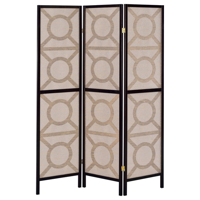 Vulcan 3 Panel Room Divider Folding Shoji Screen Cappuccino - Walo Furniture 