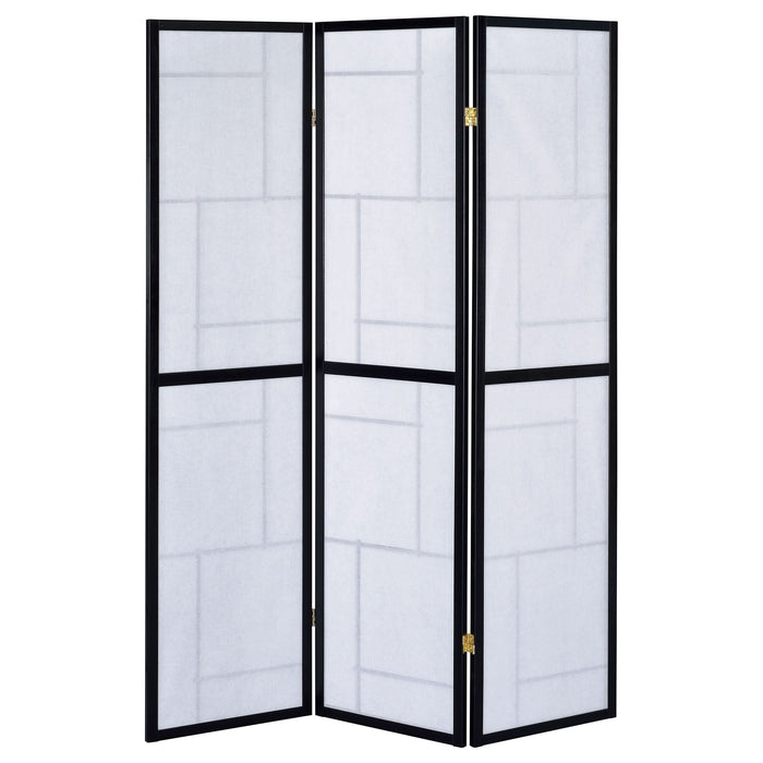 Damis 3-Panel Room Divider Folding Shoji Screen Black - Walo Furniture 