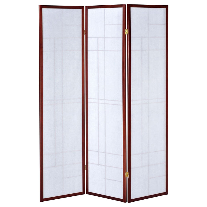 Katerina 3-Panel Room Divider Folding Shoji Screen Cherry - Walo Furniture 