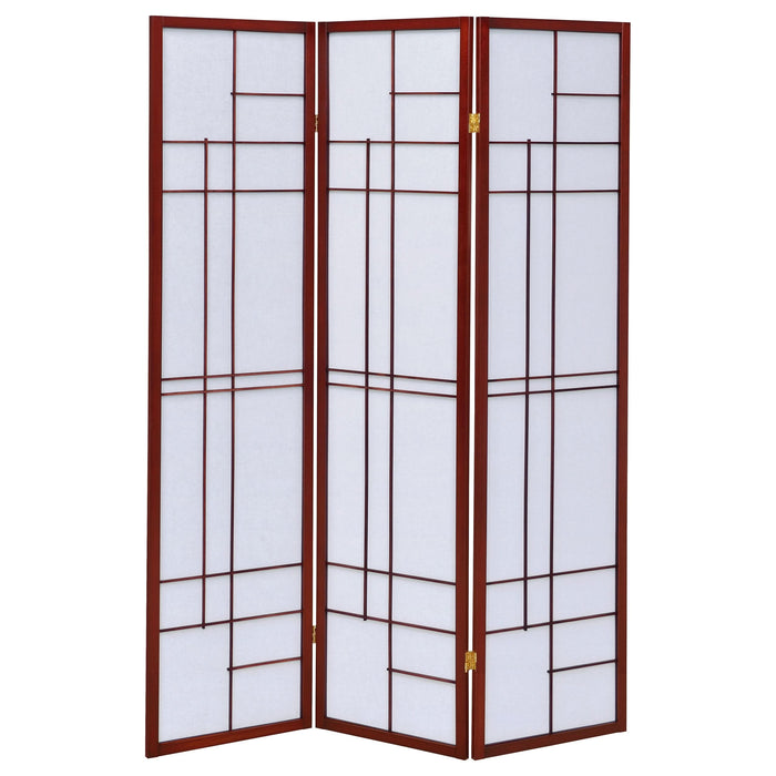 Katerina 3-Panel Room Divider Folding Shoji Screen Cherry - Walo Furniture 