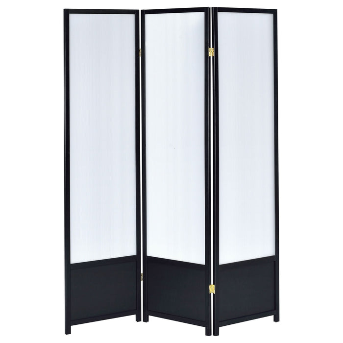 Calix 3-Panel Room Divider Folding Shoji Screen Black - Walo Furniture 