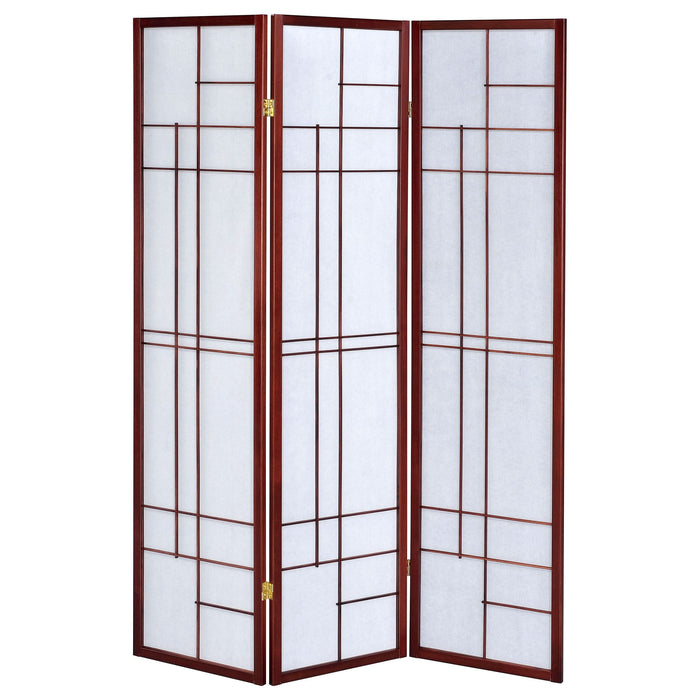 Katerina 3-Panel Room Divider Folding Shoji Screen Cherry - Walo Furniture 