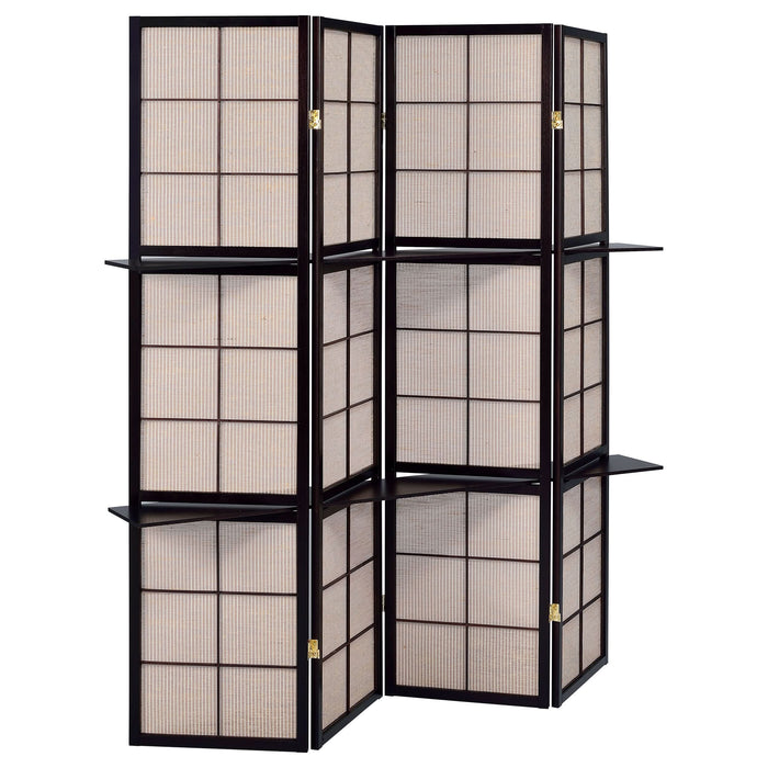 Iggy 4-Panel Room Divider Folding Shoji Screen Cappuccino - Walo Furniture 