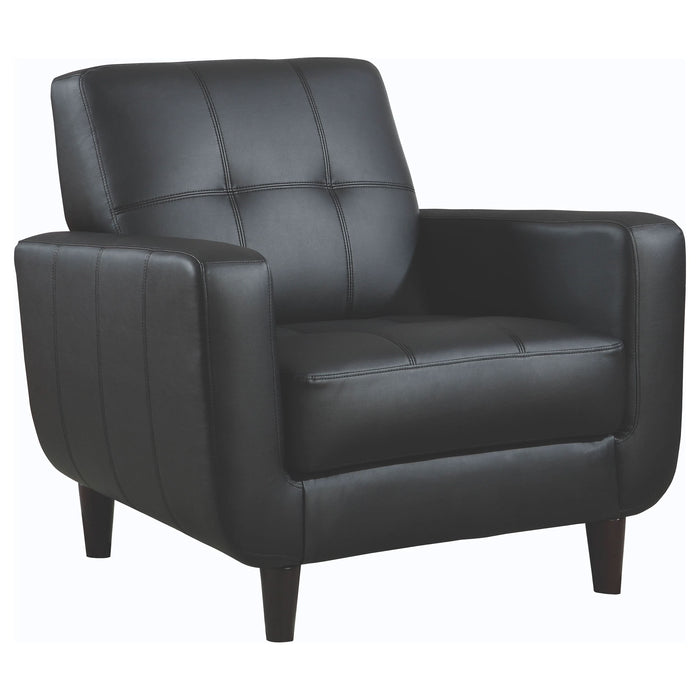 Aaron Upholstered Track Arm Tufted Accent Chair Black - Walo Furniture 