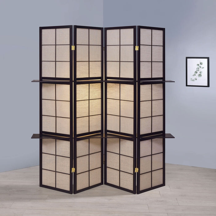 Iggy 4-Panel Room Divider Folding Shoji Screen Cappuccino - Walo Furniture 