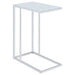 Stella White Glass Top C-Shaped Sofa Side Table Chrome - Walo Furniture 