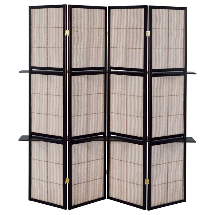 Iggy 4-Panel Room Divider Folding Shoji Screen Cappuccino - Walo Furniture 