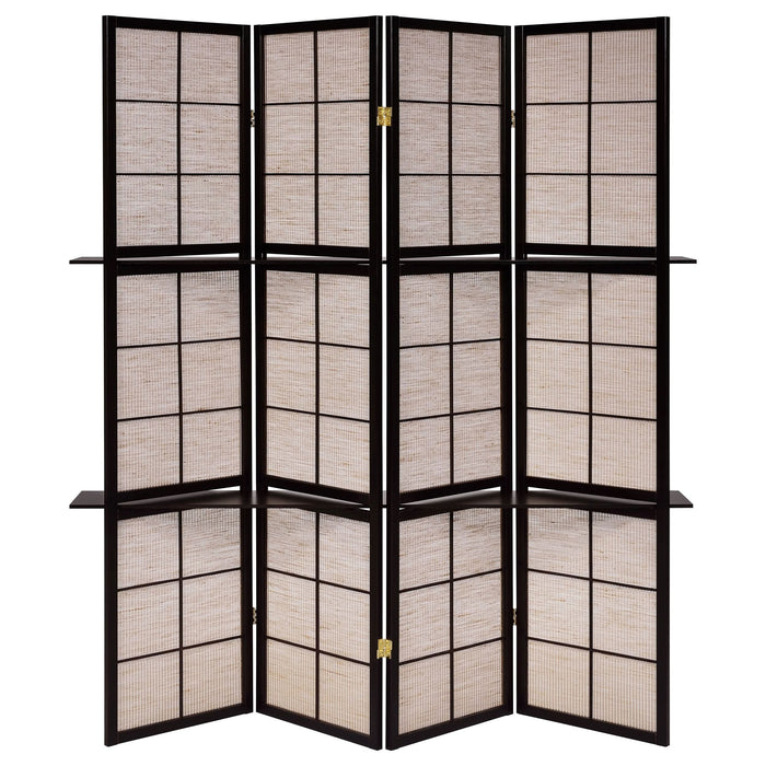 Iggy 4-Panel Room Divider Folding Shoji Screen Cappuccino - Walo Furniture 