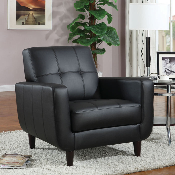 Aaron Upholstered Track Arm Tufted Accent Chair Black - Walo Furniture 