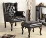 Roberts Upholstered Wingback Chair and Ottoman Set Black - Walo Furniture 