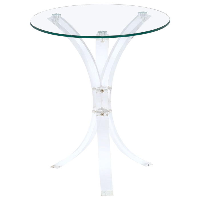 Laning Round Glass Top Acrylic Side Table Clear - Walo Furniture 