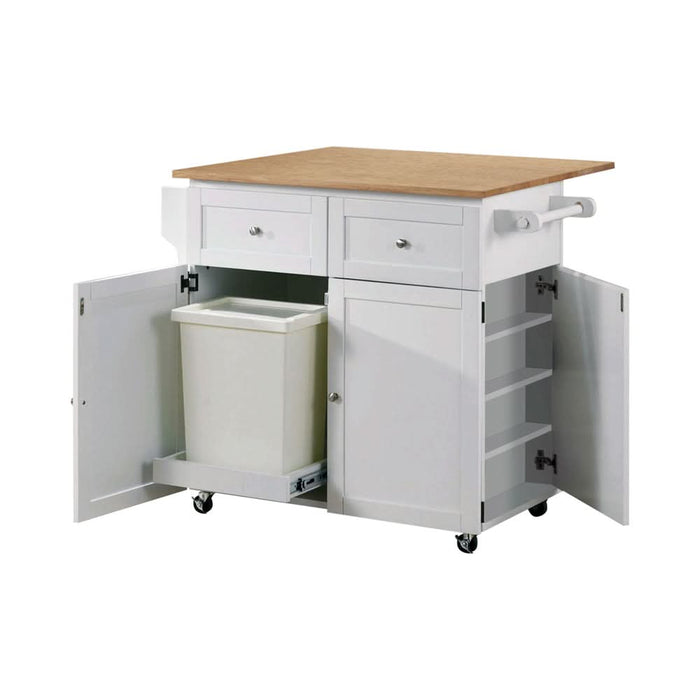 Jalen 3-door Mobile Kitchen Cart Natural Brown and White - Walo Furniture 