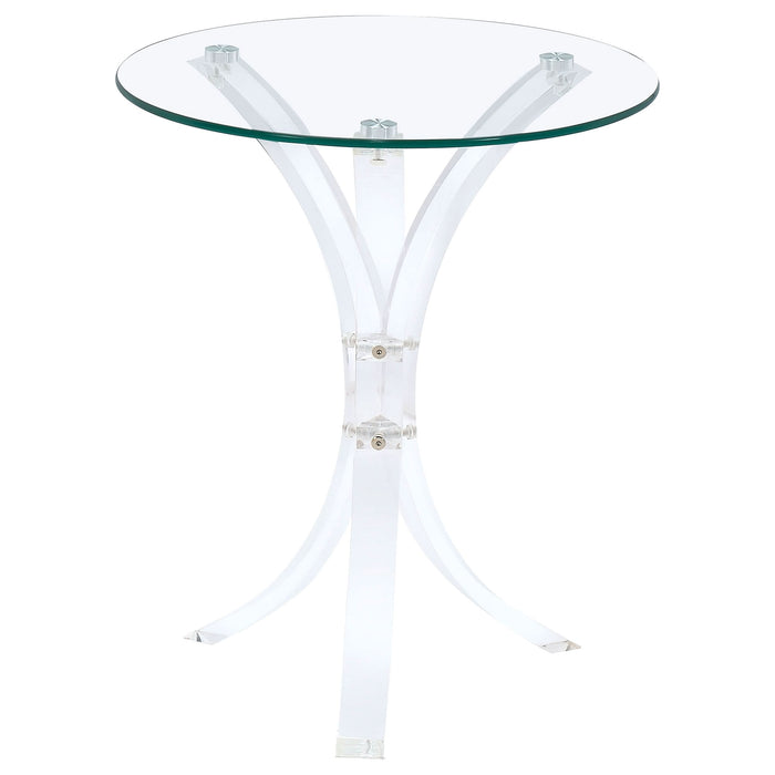 Laning Round Glass Top Acrylic Side Table Clear - Walo Furniture 