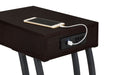 Troy 1-drawer C-Shaped Side Table Power Outlet Cappuccino - Walo Furniture 