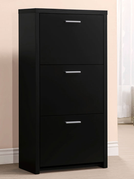 Vivian 3-drawer Engineered Wood Shoe Cabinet Black - Walo Furniture 