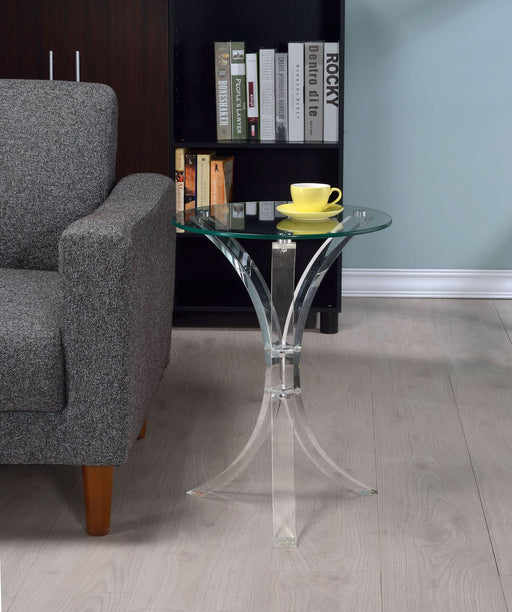 Laning Round Glass Top Acrylic Side Table Clear - Walo Furniture 