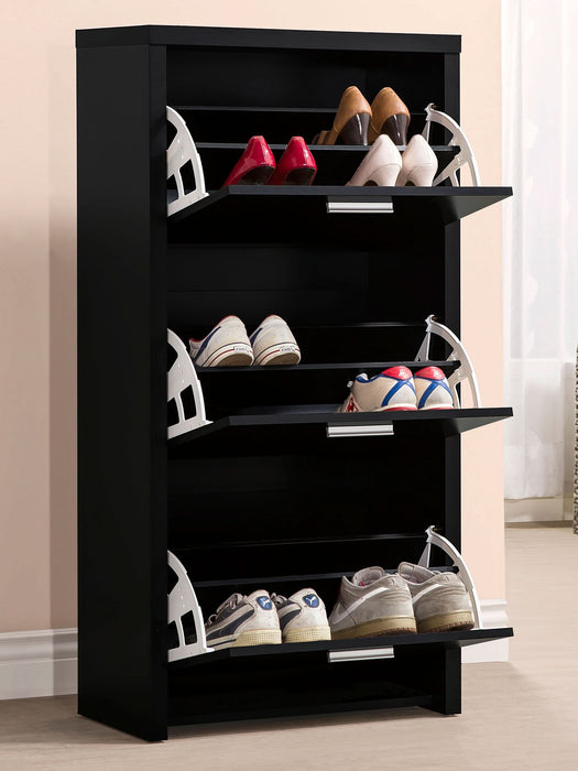 Vivian 3-drawer Engineered Wood Shoe Cabinet Black - Walo Furniture 