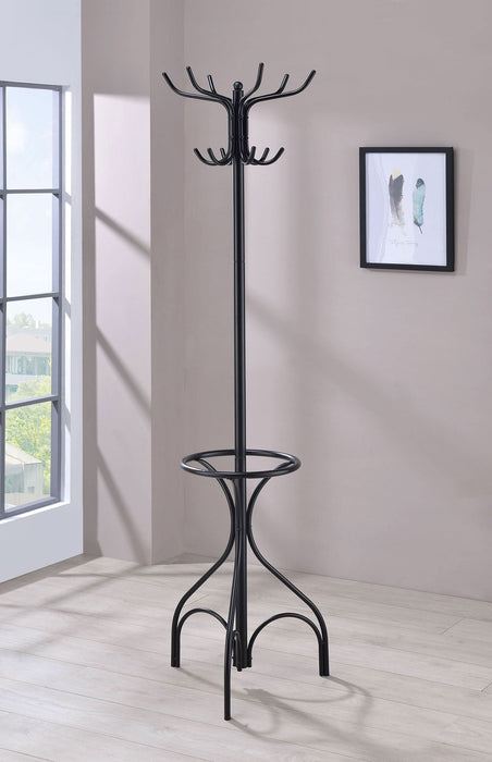 Kiefer 12 Hook Freestanding Metal Coat Rack Hat Hanger Black - Walo Furniture 