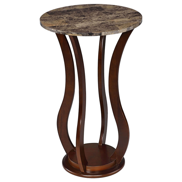 Elton Round Faux Marble Top Accent Side Table Brown - Walo Furniture 