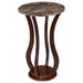 Elton Round Faux Marble Top Accent Side Table Brown - Walo Furniture 