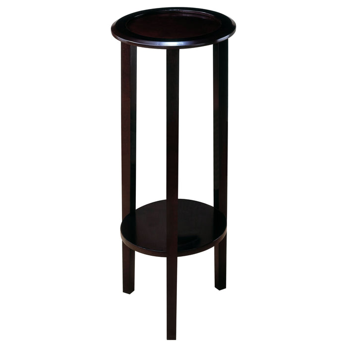 Kirk 1-shelf Round Wood Plant Stand Side Table Espresso - Walo Furniture 