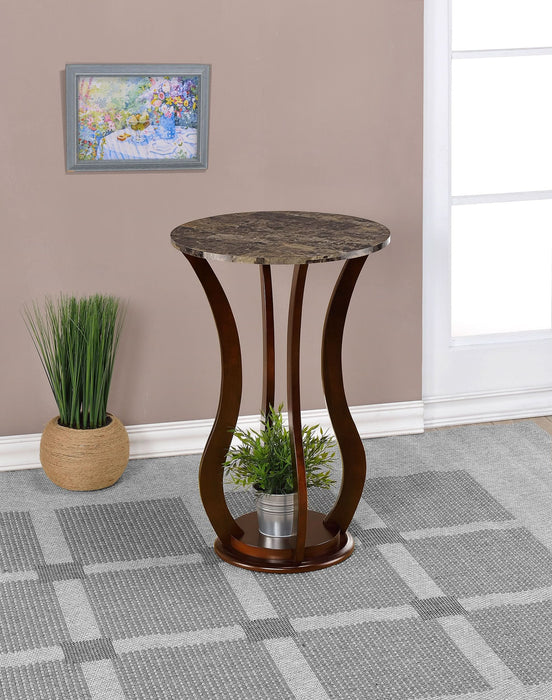 Elton Round Faux Marble Top Accent Side Table Brown - Walo Furniture 