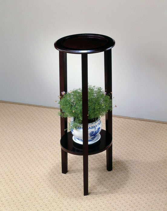 Kirk 1-shelf Round Wood Plant Stand Side Table Espresso - Walo Furniture 