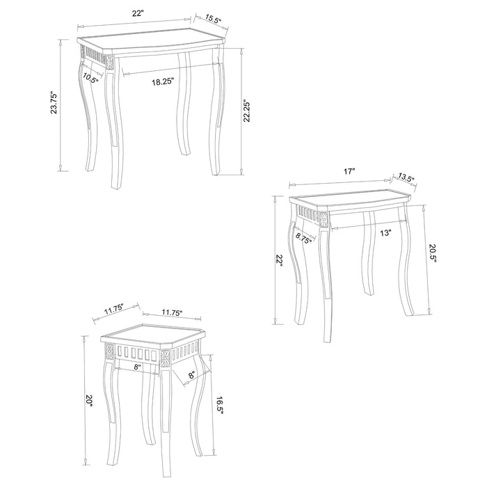 Daphne 3-piece Rectangular Wood Nesting Table Set Warm Brown - Walo Furniture 