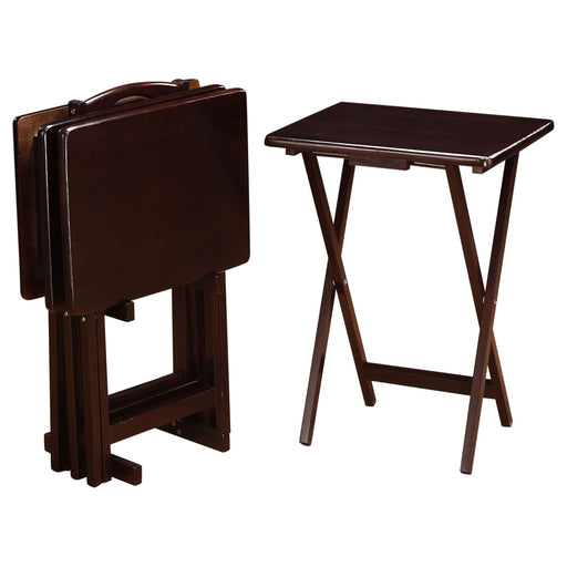 Donna 4-piece TV Tray Table Set with Stand Cappuccino - Walo Furniture 