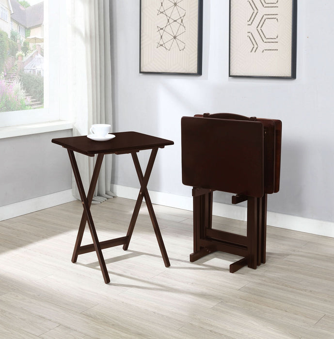 Donna 4-piece TV Tray Table Set with Stand Cappuccino - Walo Furniture 