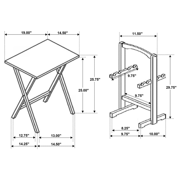 Donna 4-piece TV Tray Table Set with Stand Cappuccino - Walo Furniture 