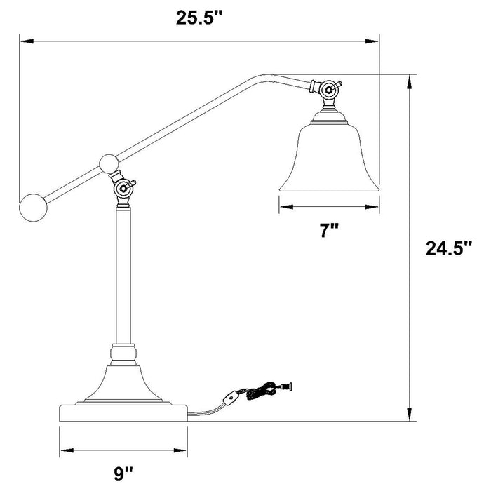 Eduardo 25-inch Bell Down Bridge Table Lamp Dark Bronze - Walo Furniture 