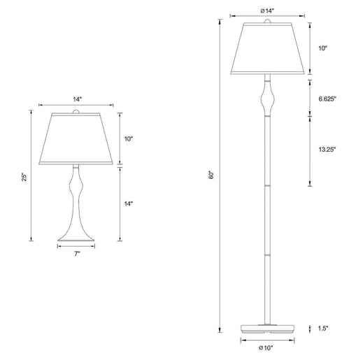 Griffin 3-piece Floor and Table Lamp Set Brushed Nickel - Walo Furniture 