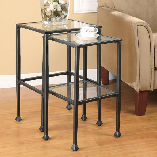 Leilani 2-piece Glass Top Nesting Table Set Black - Walo Furniture 