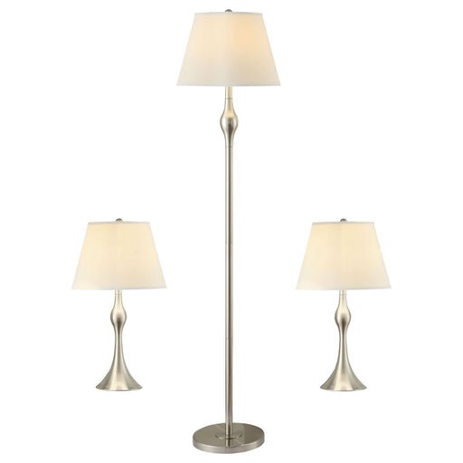 Griffin 3-piece Floor and Table Lamp Set Brushed Nickel - Walo Furniture 