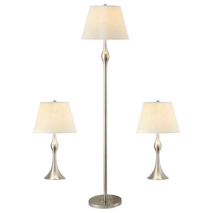 Griffin 3-piece Floor and Table Lamp Set Brushed Nickel - Walo Furniture 