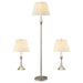 Griffin 3-piece Floor and Table Lamp Set Brushed Nickel - Walo Furniture 