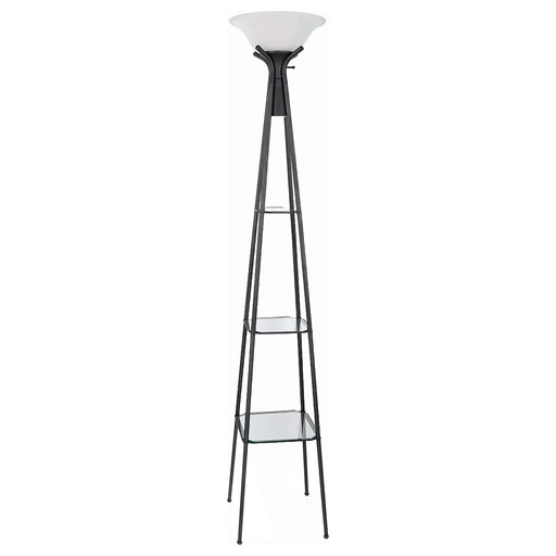 Gianni 70-inch 3-shelf Frosted Torchiere Floor Lamp Black - Walo Furniture 