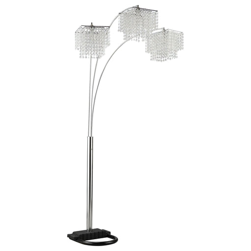 Miriam 90-inch Hanging Crystal Arc Floor Lamp Chrome - Walo Furniture 