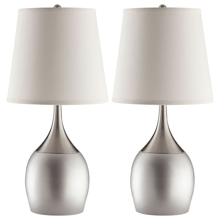 Tenya 24-inch Empire Shade Urn Table Lamp Silver (Set of 2) - Walo Furniture 